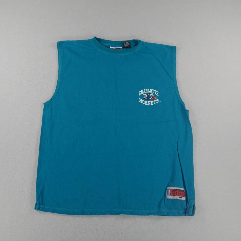 Vintage Y2K Pro‎ Edge Charlotte Hornets Sleeveless Teal NBA Shirt Mens Size M